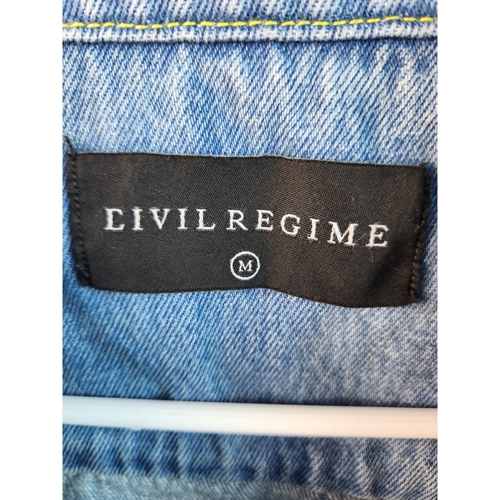 Civil Regime Embroidered Denim Trucker Jacket Streetwear -‎ Size Medium - Picture 4 of 16